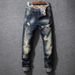 Men's Slim Straight Leg Ripped Jeans Fashion Casual Trendy Brand Pants Retro Nostalgic Style Autumn_mkmklike.com