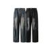 CATTEE Men's Vintage Washed Straight-Leg Jeans Relaxed Fit Classic American Style Denim Pants Black And Blue M to XXL_mkmklike.com