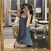 K Retro Denim Shoulder Strap Skirt For Women, Loose And Slimming New Style Dress, Age Reducing Short Skirt_mkmklike.com