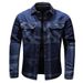 Pulse European American Plus Size Spring And Autumn Plaid Denim Long Sleeve Shirt For Men Youth Casual Loose Workwear_mkmklike.com
