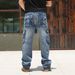 Men's Clothing Brand Multi Pocket European And American Work Jeans Men's Wide Leg Loose Large Size_mkmklike.com