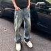 Pulse Style Vintage Tie-Dye Jeans For Men Spring Autumn European American High Street Cool Design Straight Wide-Leg Pants_mkmklike.com