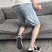 Men's Clothing Men's Light Blue Ripped Denim Shorts High Street Style Loose Straight Leg Trendy Summer Thin Five Point Pants_mkmklike.com