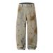 Mud-Dyed Scimitar Men's Loose Wide-Leg Pants Punk Wasteland Ink-Splattered Painted Washed Vintage Dirty Denim Trousers_mkmklike.com
