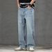 New Spring Jeans Men's Harlan Loose Trendy Brand American Retro Washing Double Craft Medium Waist Large Size Youth Embroidery_mkmklike.com