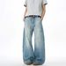 Unisex American Retro Distressed Ripped Washed Denim Jeans Loose Fit Vintage Straight Leg Pants Wide Leg Versatile Instagram Style_mkmklike.com