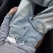 Women's Clothing Light Blue High-Waisted Straight Leg Jeans Women's Rhinestone Design Slimming Loose Fit Narrow Leg Wide Leg Pants_mkmklike.com