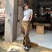 Streetwear Loose Fit High Waist Flared Jeans With Coffee Brown Leopard Print - Japanese Style Wide Leg Denim Pants For Women_mkmklike.com