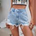 Women's Distressed Denim Shorts – High-Quality Cotton Blend, Hand-Ripped Details, Streetwear Staple (XS-XL, Mid-Rise, Blue & Grey Washes)_mkmklike.com