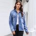 Women's Clothing Vintage Washed Denim Shirt For Women – Oversized Fit, Distressed Look, Long Sleeve, Relaxed Comfort, Retro Streetwear_mkmklike.com