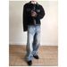 Men's Trendy Loose Casual High Street Blue Jeans Washed Whisker Pattern American Retro Wide Leg Pants_mkmklike.com