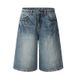 Plus Size High Waist Flared Denim Shorts For Women Vintage Retro Wide Leg Mid-Length Summer Casual Comfortable Cotton Stretch_mkmklike.com