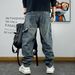Men's Trendy Ripped Cargo Jeans Heavyweight Loose Straight Leg Tapered Trousers Retro High Street Style_mkmklike.com