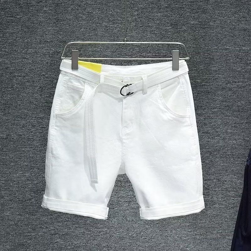 Men's Korean Style Slim Fit Ripped Denim Shorts Summer Trendy Casual Five Point Breeches_mkmklike.com