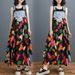 ELLE Summer Fashion New Loose Chiffon Patchwork Printed Denim Strap Slimming Plus Size Belly Elegant Dress_mkmklike.com