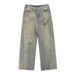 Men's Retro Distressed Wide Leg Jeans Plus Size Loose Straight Leg Floor Length Spring/Summer Style_mkmklike.com