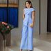 Women's Clothing round neck solid color irregular sleeveless high waist casual jumpsuit trousers_mkmklike.com