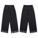 Plaid Patchwork Denim Jeans For Men And Women - Relaxed Fit Straight Leg Unisex Trousers In American Style_mkmklike.com
