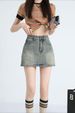 K Retro Sexy Girl Denim Mini Skirt, High-waisted, Slimming, Anti-slip, Hip-hugging Half-body Skirt_mkmklike.com