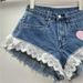 Women's Clothing Slim Stitching Lace Wide Leg A Line Raw Edge Denim Shorts Women's Hot Pants Trend_mkmklike.com