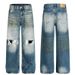 Men's Loose Fit Straight Leg Jeans Distressed Wash Wide Leg Vintage Retro American Style For Men And Women_mkmklike.com