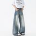 LKTM Men's Retro Bamboo Pattern Curved Jeans Summer Wide Leg Pants Trendy Archer0603 Men's Wear for Unisex_mkmklike.com