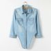 Women's Clothing Pastoral Spring And Summer Mid Sleeve Small Waistcoat Short Jacket Washed Denim Shirt Women's Plus Size Tie Knot_mkmklike.com