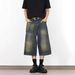 "Korean Style Washed Cropped Wide Leg Jeans For Men & Women - Relaxed Straight Cut Denim Mid-Length Shorts With Slimming Effect"_mkmklike.com