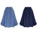 K Women's Loose A-Line Denim Dress With Buttons And Elastic Waist_mkmklike.com