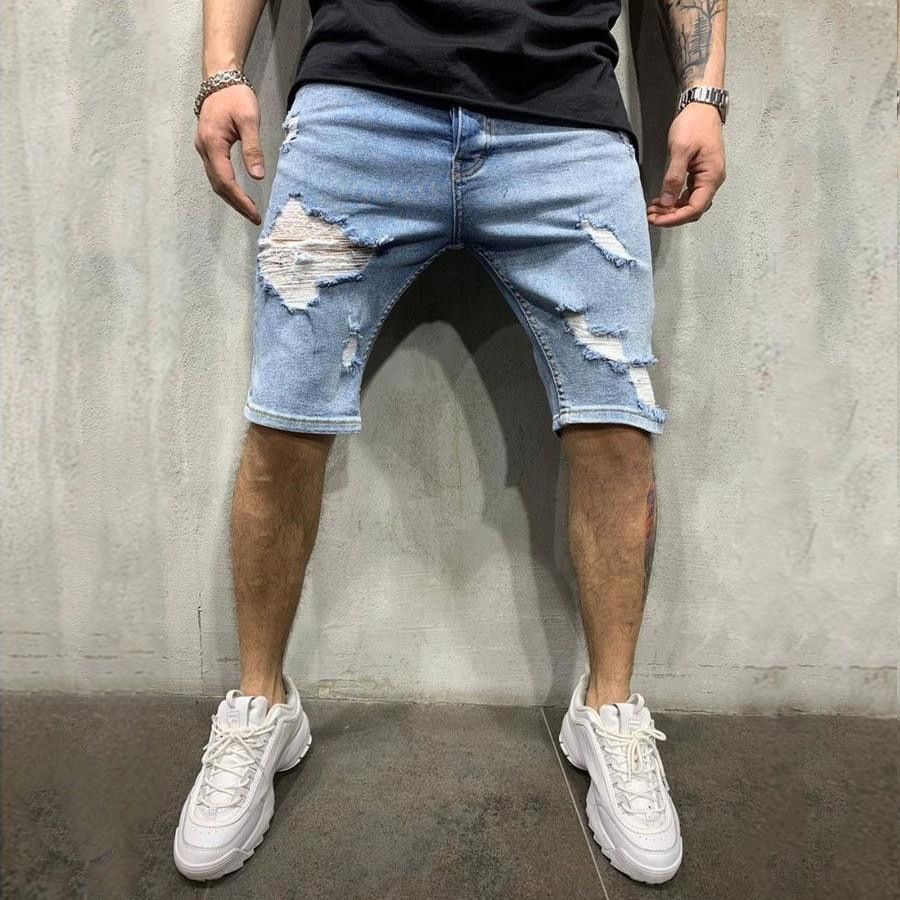 Men's Clothing Casual Slim Denim Small Leg Quarter Pants Personalized Trendy Jeans_mkmklike.com