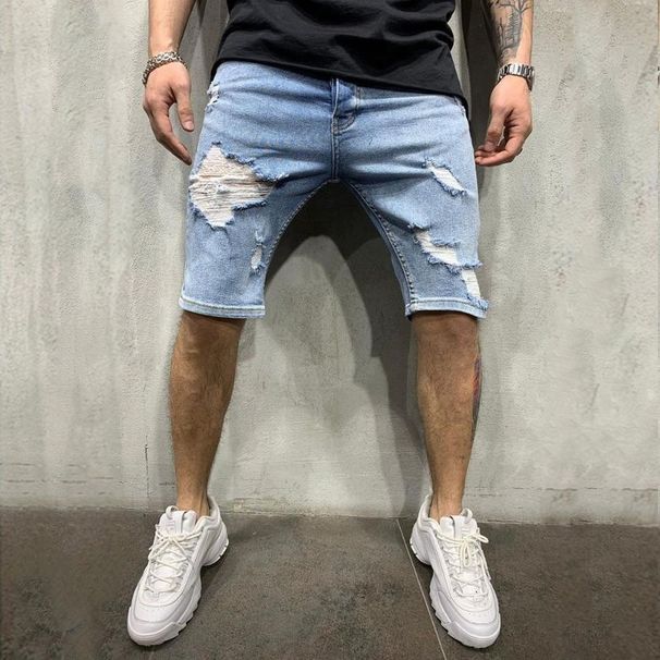 Men's Clothing Casual Slim Denim Small Leg Quarter Pants Personalized Trendy Jeans_mkmklike.com