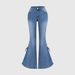 Women's Mid Waist Slim Fit Flared Jeans With Lace-Up Bow Tie Detail - Stretch Denim Trousers For Casual & Chic Style_mkmklike.com