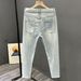 Elastic Micro Harlan Straight Leg Jeans Slim Fit And Versatile Casual Cropped For Summer Thin Men's Pants_mkmklike.com