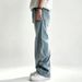 Unisex American High Street Distressed Blue Jeans Flowy Slimming Loose Fitting Wide Leg Casual Versatile Must Have Pants_mkmklike.com