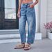 Women's Loose Straight Leg Denim Jeans New Summer Style Washed Wide Leg Trousers_mkmklike.com