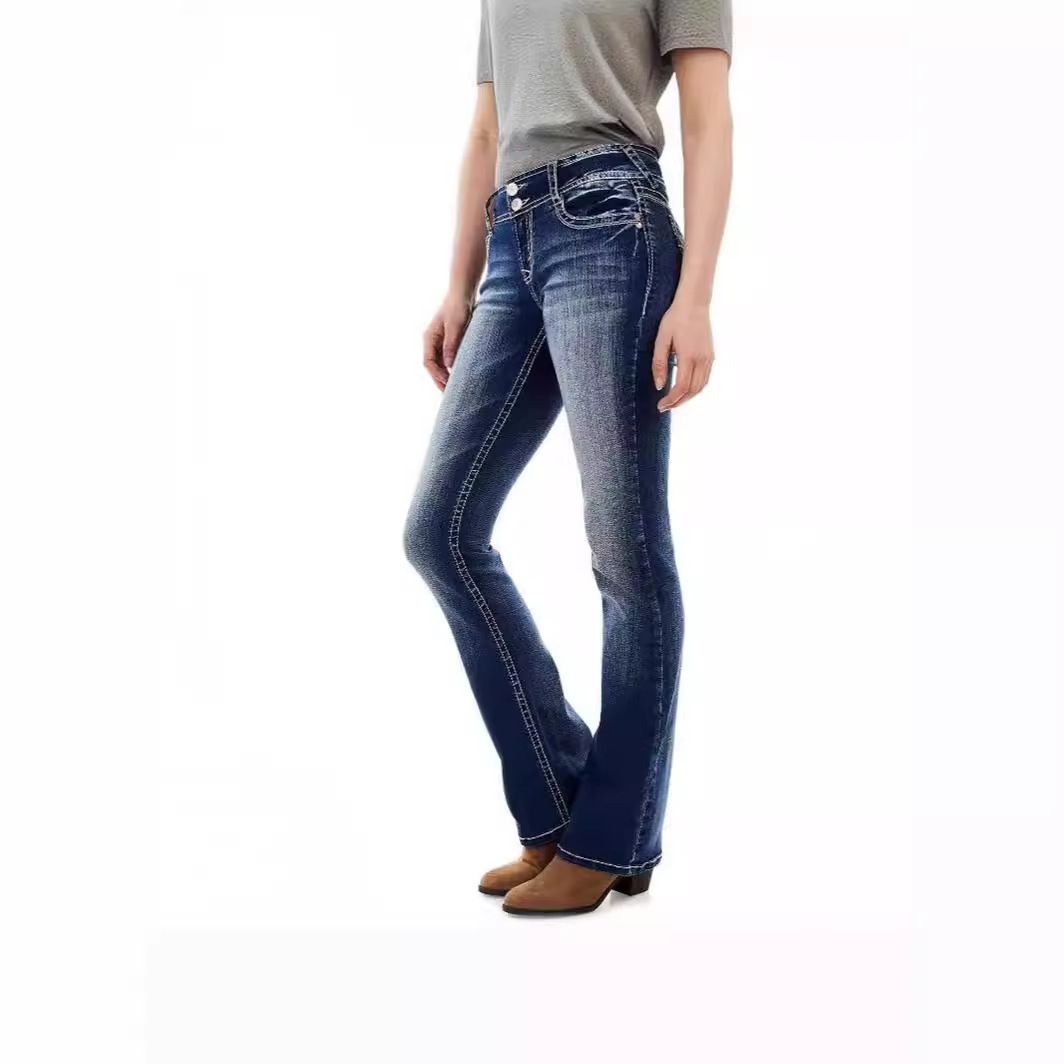 Women's Clothing Slim Fit Washed Embroidery Sweet Curve Jeans Women_mkmklike.com