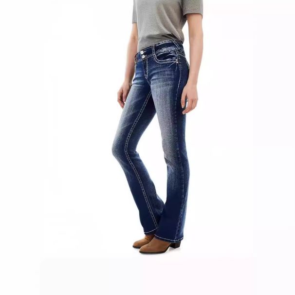 Women's Clothing Slim Fit Washed Embroidery Sweet Curve Jeans Women_mkmklike.com