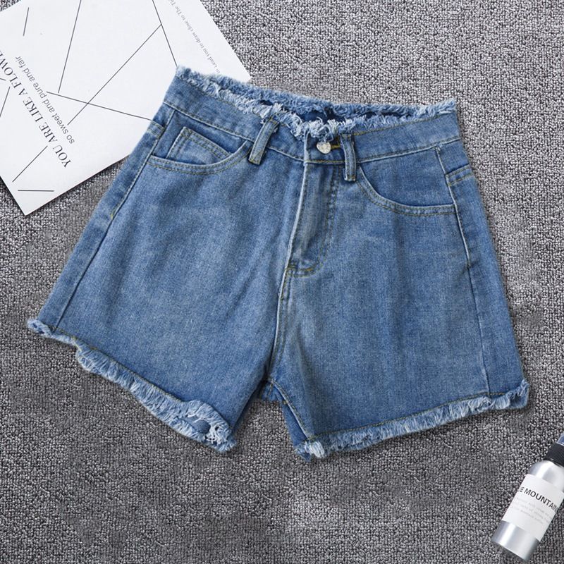 Women's Clothing Summer Denim Shorts For Women New Style Raw Edge Wide Leg Outer Wear Slim High Waist Thin A Line Hot Pants_mkmklike.com