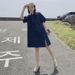 Denim Blue Dress For Women's Summer 2025 New Style, Small Skinny, Covering The Stomach, Loose And Casual, Medium To Long_mkmklike.com