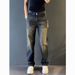 Men's Clothing Men's Smoky Gray Washed Retro Straight Leg Jeans Style High Street Loose Fit Slimming Casual Slightly Flared Trousers_mkmklike.com