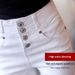 White High-waisted Women's Jeans, New Spring/autumn Slim-fit Skinny Pants, Fleece-lined And Thickened Casual Pencil_mkmklike.com