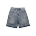 Men's Clothing Edge Washed White Distressed Denim Shorts Men's American Trendy Summer Loose Casual Shorts_mkmklike.com