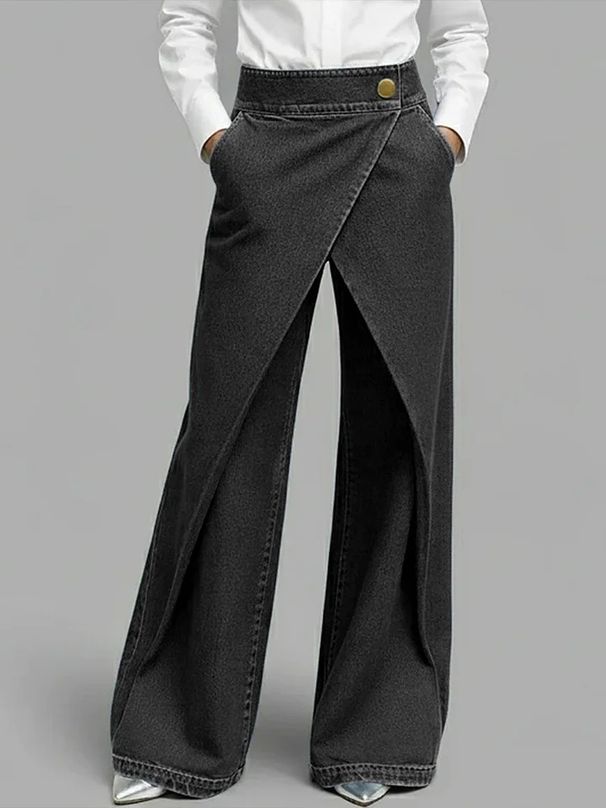 Women's High Waist Straight Leg Jeans - Classic Blue & Black Denim Pants For Casual Streetwear Fashion_mkmklike.com