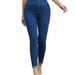 Women's Slimming Stretchy Jeans Elastic Waist Skinny Cropped Denim Casual Solid Color European American Style_mkmklike.com