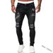 Loom New European American Style With Holes And Faded Finish Slim Fit Denim Long Fashion Skinny Pants Men's Hot Item_mkmklike.com