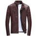 Men's Clothing New leather jacket for men, slim style jacket for young men,spring new style for men, handsome motorcycle men's leather jacket_mkmklike.com