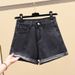 High Waist Denim Shorts For Women - Stretch Comfort A-Line Cut, Vintage Light Wash & Distressed Details, Versatile Summer Casual Shorts_mkmklike.com