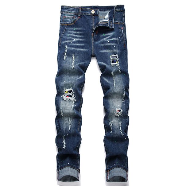 Men's Stretch Slim Fit Jeans – Comfortable Straight Leg Denim Pants For Casual & Streetwear_mkmklike.com