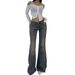 Women's High-Waisted Flare Jeans – Classic Blue Denim, Straight-to-Flare Fit, Comfortable & Stylish For Everyday Wear_mkmklike.com