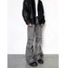 Temperament, No Brand, Versatile, Simple, Wasteland, Feng Shui, Washing, Making Old, Wrinkled, Micro Flared Jeans,_mkmklike.com